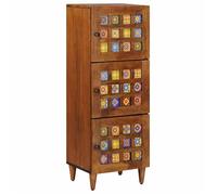 vidaXL – Buffet haut Noyer – Bois de mangue massif 40 x 33,5 x 110 cm – 3 portes