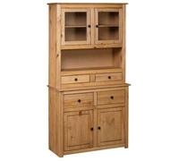 Buffet haut en bois de pin - vidaXL - 93x40,5x180 cm - Brun - Bois de pin massif - Compartiment ouvert - 4 tiroirs