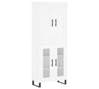 Buffet Haut en Bois d'ingénierie Blanc 69,5x34x180 cm avec Portes et étagères, Meuble de Rangement Stable pour Salon, Cuisine, Bureau, entrée, Design Contemporain élégant