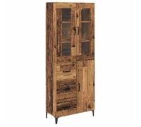 Buffet haut en bois d'ingénierie - vidaXL - 69,5 x 34 x 180 cm - Bois vieilli - Avec tiroir - 2 portes - Montage requis