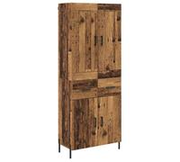 Buffet haut en bois d'ingénierie - vidaXL - Bois Ancien - 69 5 x 34 x 180 cm - 4 portes - Poids maximal 60 kg