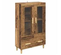 Buffet haut en bois d'ingénierie - vidaXL - Bois ancien - 70x31x115 cm - Porte vitrée - Tiroir - Grand rangement