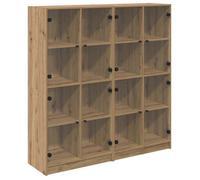Buffet haut en bois d'ingénierie - vidaXL - Chêne artisanal - 136x37x142 cm - 8 portes - Grande capacité