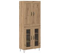 Buffet haut en bois d'ingénierie - vidaXL - Chêne artisanal - 69 5 x 34 x 180 cm - 4 portes - Grand espace de rangement