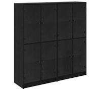 Buffet haut en bois d'ingénierie - vidaXL - Chêne noir - 136x37x142 cm - 8 portes - Grande capacité - Design moderne