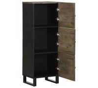 Buffet haut en bois massif de mangue, 40 x 33 x 110 cm, avec pieds en métal, armoire moderne, avec espace de rangement et porte, pour le salon, compact, peu encombrant, style industriel, convient