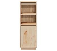 Buffet haut en bois massif de pin - WIENS - 37x34x110 cm - Brun - Style Scandinave Moderne - Grand espace de rangement
