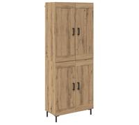 Buffet haut en bois - vidaXL - Chêne artisanal - 69,5x34x180 cm - 4 portes - Bois d'ingénierie - Design moderne
