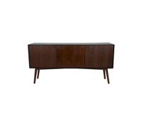 Buffet haut en MDF plaqué noyer marron, 2 portes, 2 tiroirs, pieds en frêne, poignées encastrées - Dutchbone, Juju - 150x40x73 cm
