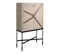 Buffet haut en similicuir, noyer et acier noir