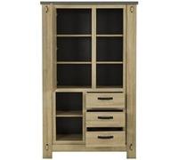 Gami Buffet haut BROCELIANDE – 1 porte, 3 tiroirs, chêne clair, 124×50×202 cm