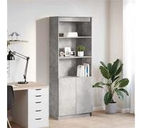 Buffet haut gris béton 70x35x180 cm bois d ingénierie G