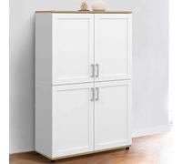 IDMarket - Buffet Haut H. 125 cm VITO 4 Portes Blanc et Bois