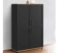 Buffet haut h. 125 cm vito 4 portes noir et bois