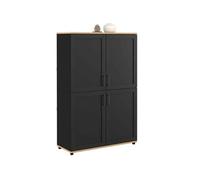 IDMarket - Buffet haut VITO H. 125 cm 4 portes noir et bois