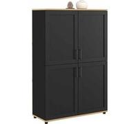 IDMarket - Buffet haut VITO H. 125 cm 4 portes noir et bois