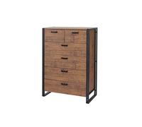 Buffet haut HWC-A27, 115x80x40cm, 6 tiroirs, aspect chêne Marron