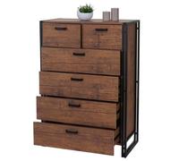Buffet haut HWC-A27, 115x80x40cm, 6 tiroirs, aspect chêne Marron