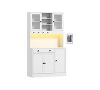 Buffet haut LED multi-rangement dim. 103 x 40 x 180cm poignées boutons noir blanc