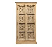 Buffet haut Megha en bois massif sculpté à la main, style bohème, 200 cm