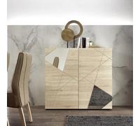Buffet haut moderne 2 portes coloris chêne clair ANTONIA