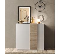 Buffet haut moderne blanc et bois 2 portes SIA