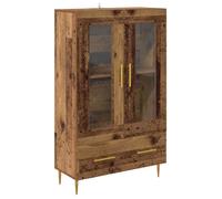 Buffet haut moderne - vidaXL - 69,5x31x115 cm - Bois recy ois aggloméré et verre - Avec tiroir - 2 portes en verre