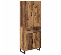 Buffet haut moderne - vidaXL - Bois ancien - 69,5 x 34 x 180 cm - Bois aggloméré et verre - Avec tiroir - 4 portes