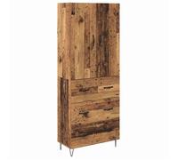 Buffet haut moderne - vidaXL - Bois ancien - 69 5 x 34 x 180 cm - Bois d'ingénierie et verre - Grand rangement