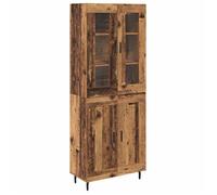 Buffet haut moderne - vidaXL - Bois ancien - 69 5x34x180 cm - Bois aggloméré et verre - 4 portes - Poids maximal 60 kg