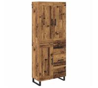 Buffet haut moderne - vidaXL - Bois ancien - 69,5x34x180 cm - Bois d'ingénierie - 3 portes - Tiroir - Poignées en métal