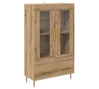 Buffet haut moderne - vidaXL - Chêne artisanal - 69,5 x 31 x 115 cm - Bois aggloméré et verre - Avec tiroir