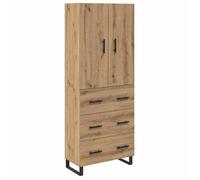 Buffet haut moderne - vidaXL - Chêne artisanal - 69,5x34x180 cm - Bois aggloméré et verre - 2 portes - Tiroir intégré