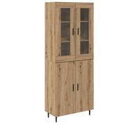 Buffet haut moderne - vidaXL - Chêne artisanal - 69,5x34x180 cm - Bois aggloméré et verre - 4 portes