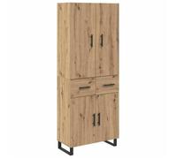 Buffet haut moderne - vidaXL - Chêne artisanal - 69,5x34x180 cm - Bois aggloméré et verre - 4 portes - Tiroir intégré