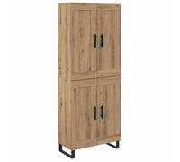 Buffet haut moderne - vidaXL - Chêne artisanal - 69,5x34x180 cm - Bois d'ingénierie - 4 portes - Poignées en métal