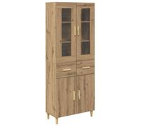 Buffet haut moderne - vidaXL - Chêne artisanal - 69,5x34x180 cm - Bois d'ingénierie - Avec tiroir - 4 portes