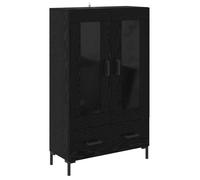 Buffet haut moderne - vidaXL - Chêne noir - 69,5x31x115 cm - Bois d'ingénierie - Pieds en métal noir - Tiroir - 2 portes