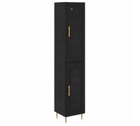 Buffet haut moderne - vidaXL - Chêne noir - Bois d'ingénierie - 34,5x34x180 cm - 2 portes - Pieds dorés