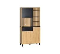 Buffet de cuisine - HOMCOM - armoire multi-rangements 1 tiroir 3 placards 4 niches passe-câbles - bois - hauteur 180 cm