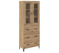 Buffet haut mural - vidaXL - Chêne artisanal - 69,5 x 34 x 180 cm - Bois d'ingénierie - Pieds coniques en métal