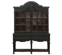 Buffet haut Naila sculpté à la main, manguier et verre, laqué, 200 cm | Le buffet haut Naila est façonné à la main en manguier et en verre. Des détails sculptés complètent le veinage de son bois.