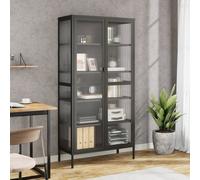 Buffet haut noir 85x40x180 cm verre et acier buffet meuble latéral vidaXL
