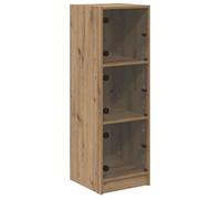 Buffet haut rustique - vidaXL - Chêne artisanal - 35x37x109 cm - Bois d'ingénierie - 3 portes - Portes en verre