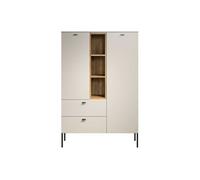 Buffet haut - SAO PAULO - Cachemire / Chêne blond - 2 portes, 3 niches, 2 tiroirs - 93 x 42 x 140 cm - TRENDTEAM