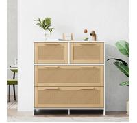 Buffet haut - sogeu - Commode en rotin - 4 tiroirs - Bois massif - Design contemporain
