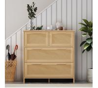 Buffet haut - sogeu - Commode en rotin - 4 tiroirs - Bois massif - Style scandinave moderne