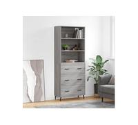 vidaXL Buffet haut Sonoma gris 69,5x34x180 cm Bois d'ingénierie 3189403 Gris G