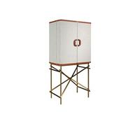 Buffet haut, tissu, noyer et acier poli doré 3272, 82 x 53 x 169 cm -