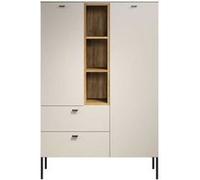 Buffet haut - SAO PAULO - Cachemire / Chêne blond - 2 portes, 3 niches, 2 tiroirs - 93 x 42 x 140 cm - TRENDTEAM